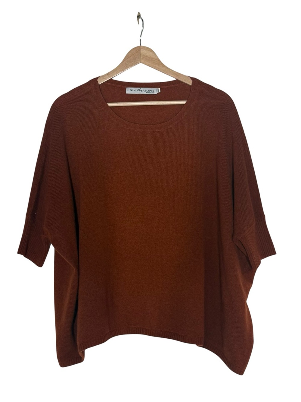 Palmer & Purchase Cashmere Slouchy Dolman Sleeve Pullover Sweater Brown One Size